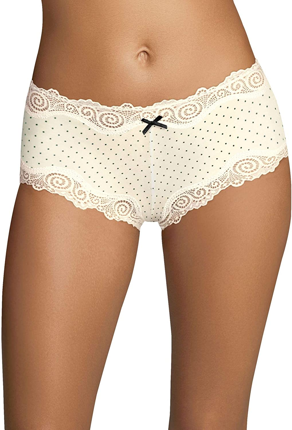 Maidenform Women'S Sexy Must Have Cheeky Scalloped Lace Hipster Apparel & Accessories > Clothing > Underwear & Socks > Underwear Maidenform Pearl Black Pin Dot W/ Pearl 5