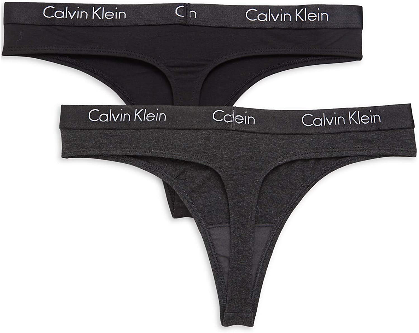 Calvin Klein Women's Motive Cotton Multipack Thong Panty Apparel & Accessories > Clothing > Underwear & Socks > Underwear Calvin Klein Black(qp1803-003)/Dark Grey Medium