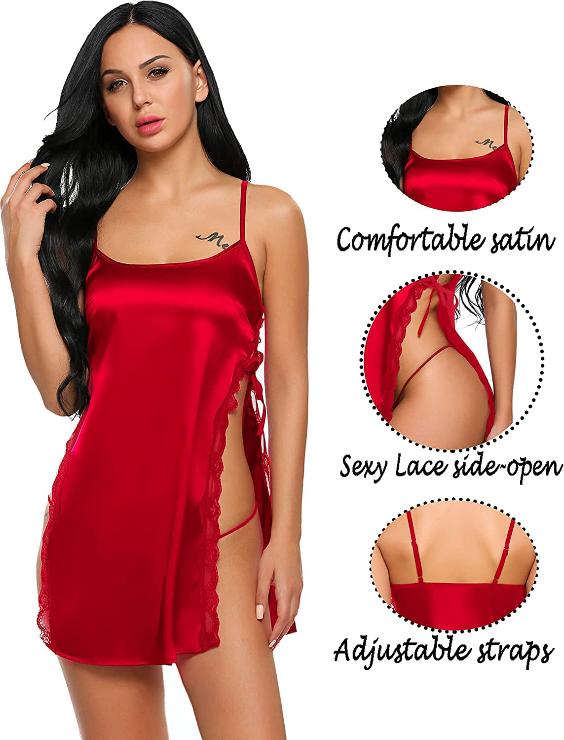 Avidlove Women Babydoll for Women Satin Nightwear Lace Chemise Sexy Nightgown Apparel & Accessories > Clothing > Underwear & Socks > Lingerie Kylie Max