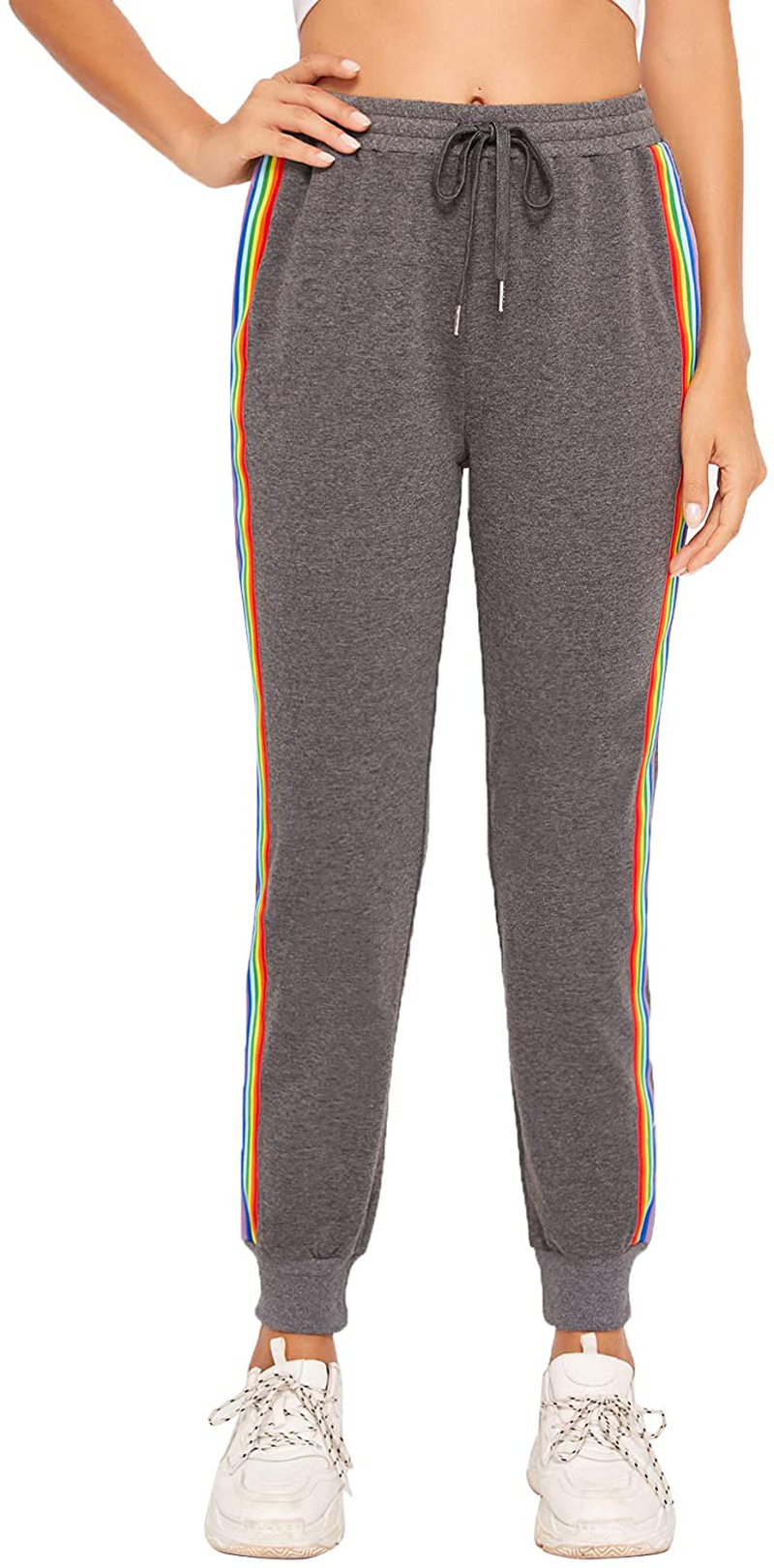Sweatyrocks Women'S Drawstring Waist Striped Side Jogger Sweatpants with Pocket Apparel & Accessories > Clothing > Activewear Kylie Max