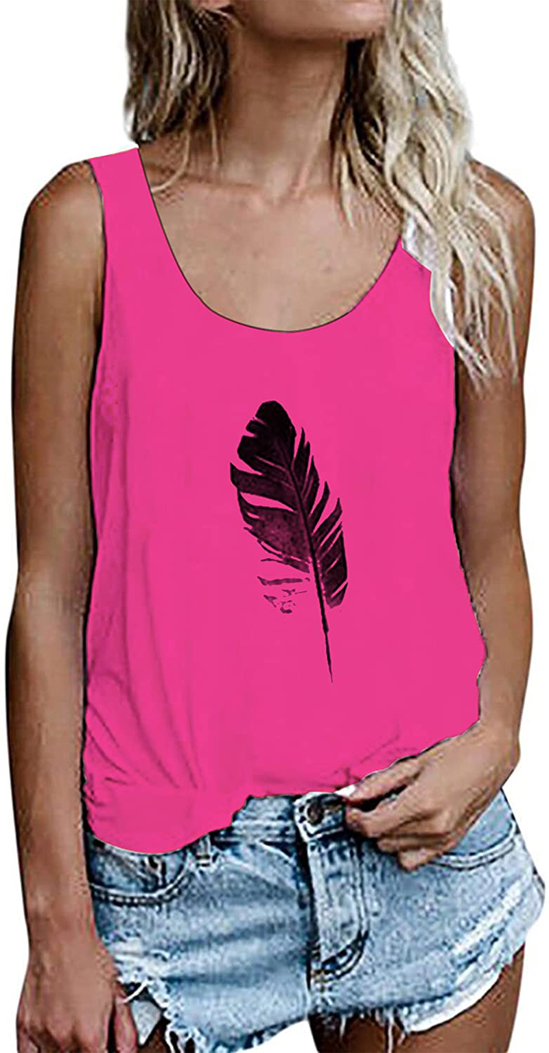 OMSJ Women Shirts Sleeveless Summer Tunic Loose Fit Tank Tops Apparel & Accessories > Clothing > Activewear Kylie Max