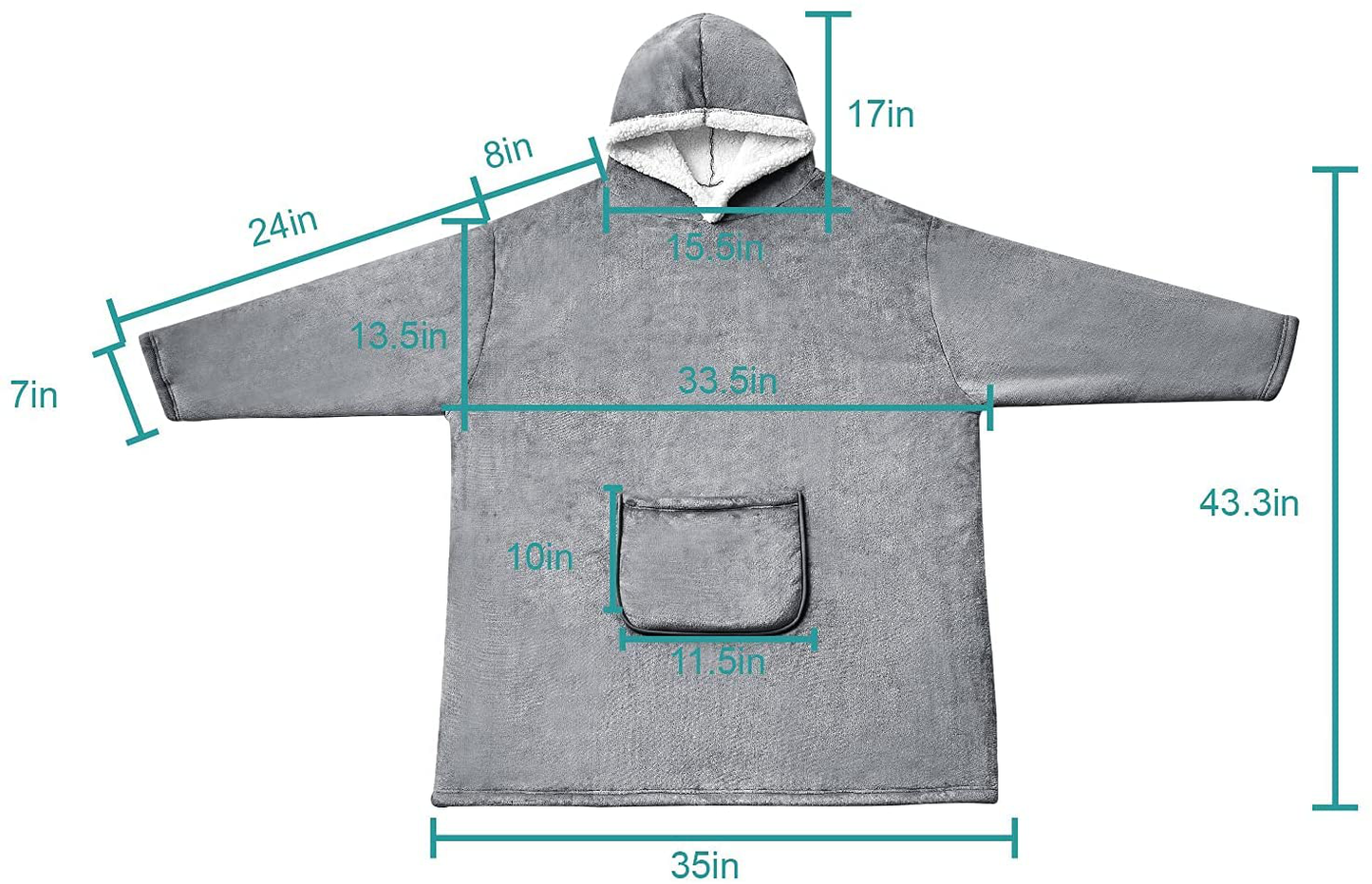 Hansleep Wearable Blanket Sherpa Oversized Sweatshirt with Hoodie, Soft Warm Flannel Fleece Throw Blankets Sweatshirt with Sleeves and Pocket, One Size Fits All (Grey, Medium) Arts & Entertainment > Party & Celebration > Gift Giving Hansleep
