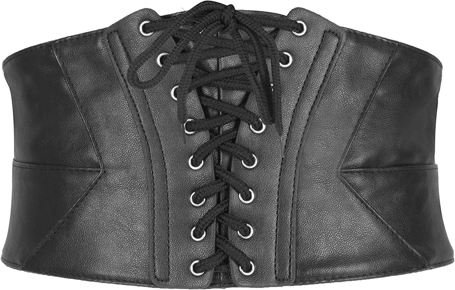 Blackbutterfly Wide Corset Waspie Elastic Waist Faux Leather Belt Apparel & Accessories > Clothing Accessories > Belts BlackButterfly Black 2-4