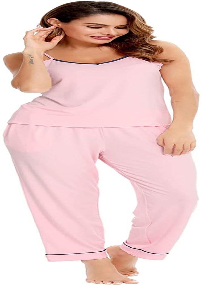 Lecgee Women'S Pajamas Set V-Neck Two Piece Sleepwear Spaghetti Strap Sleeveless Nightwear Apparel & Accessories > Clothing > Sleepwear & Loungewear Kylie Max