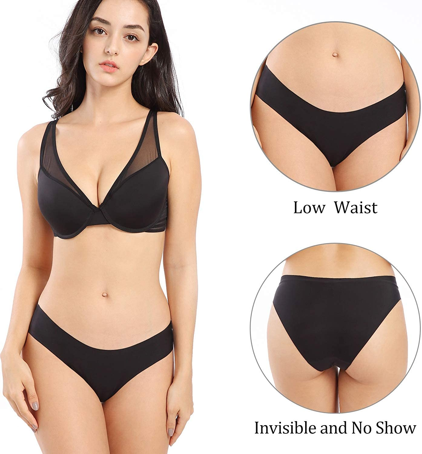 SHARICCA Women Seamless Cheeky Bikini No Show Panties Ladies Invisible Breathable Briefs Soft Stretch Underwear Multi Pack Apparel & Accessories > Clothing > Underwear & Socks > Underwear SHARICCA