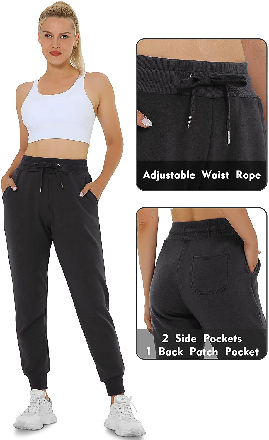 Heathyoga Fleece Lined Joggers for Women Thermal Sweatpants for Women Joggers with Pockets Workout Pants Running Pants Apparel & Accessories > Clothing > Activewear Kylie Max
