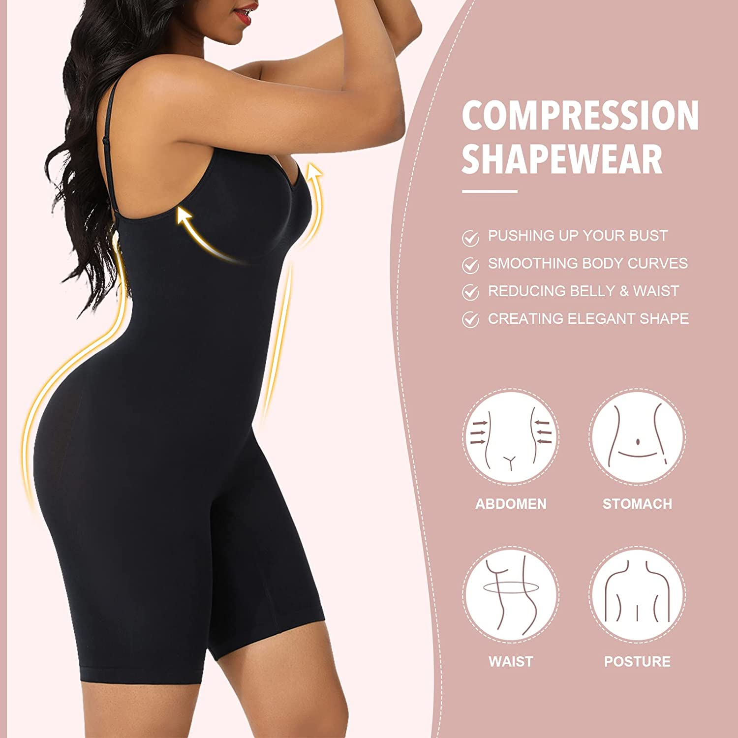 Feelingirl Butt Lifter Bodysuit Body Shaper Tummy Control Shapewear Thigh Slimmer Apparel & Accessories > Clothing > Underwear & Socks > Shapewear FeelinGirl