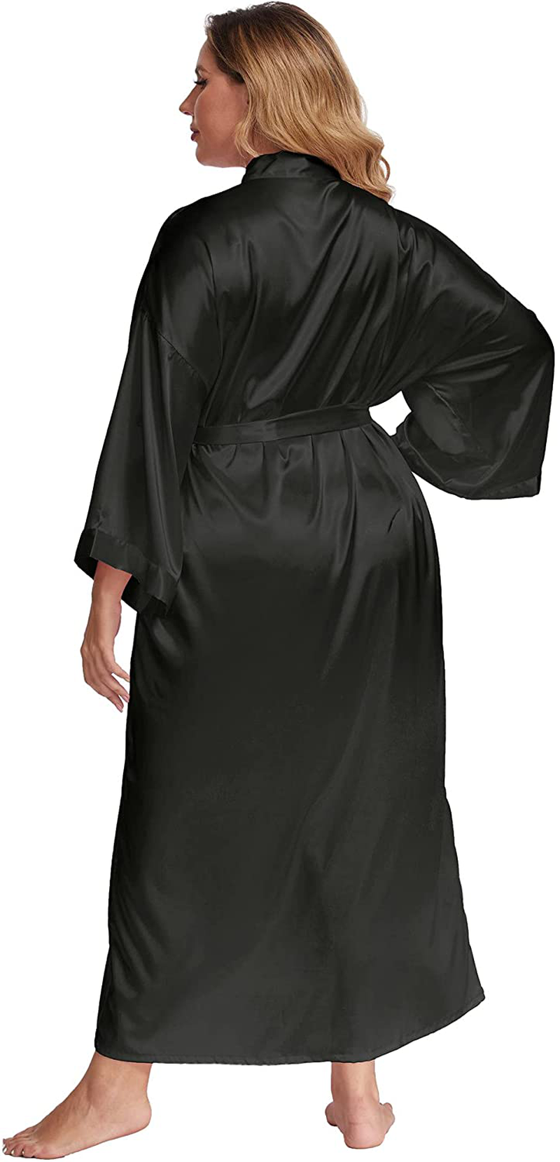 Feslieacc Women'S plus Size Long Satin Robes plus Size Long Silk Robes Kimonos Sleepwear Dressing Gown Apparel & Accessories > Clothing > Sleepwear & Loungewear > Robes feslieacc