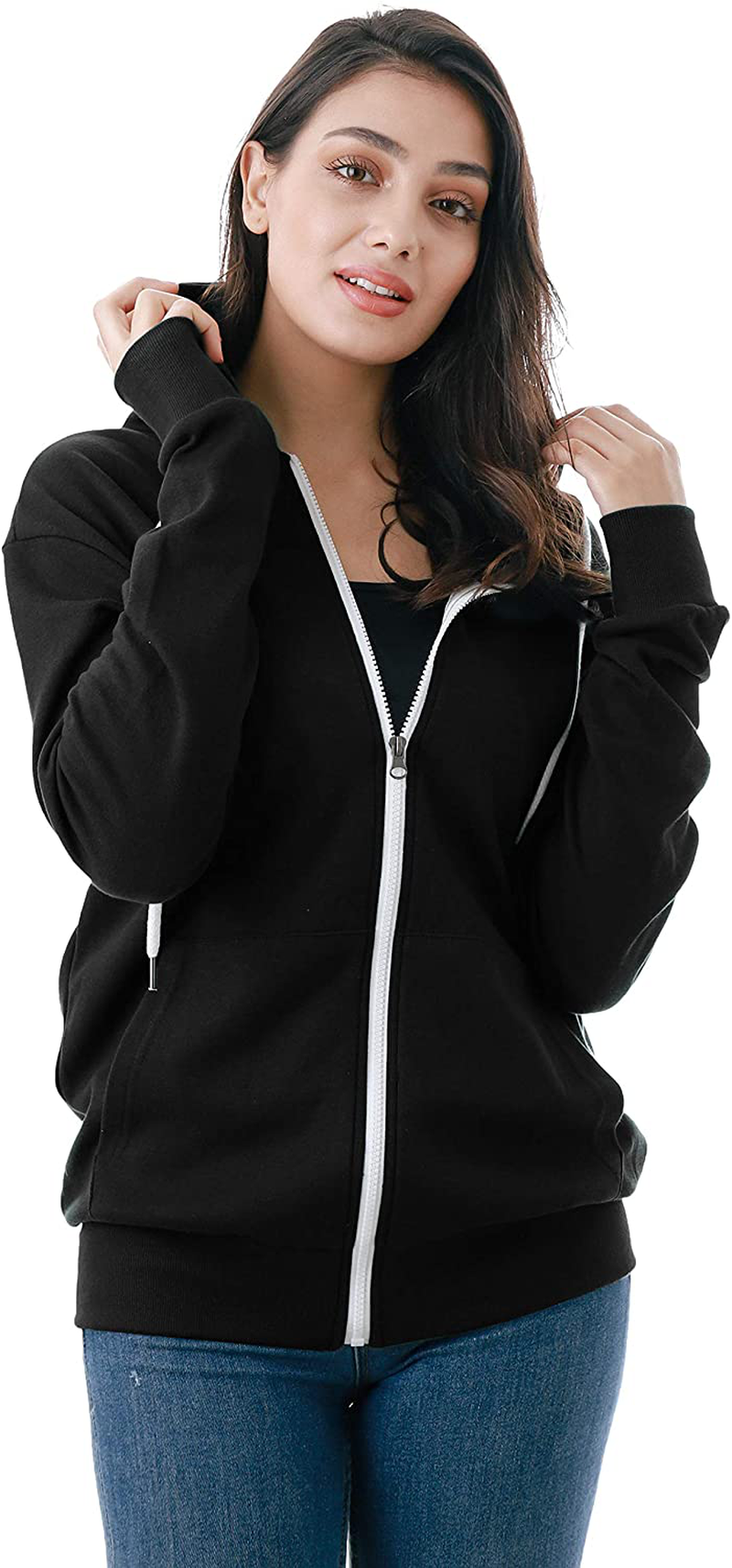 GIVON Womens Comfortable Long Sleeve Lightweight Zip-Up Hoodie with Kanga Pocket(Xs~4Xl) Apparel & Accessories > Clothing > Activewear Kylie Max
