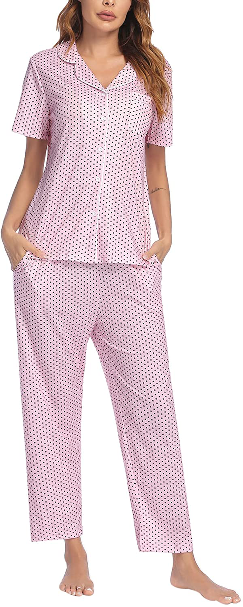 Avidlove Women Pajamas Set Notch Collar Soft Sleepwear Pjs Short Sleeve Button Down Nightwear with Long Pants Apparel & Accessories > Clothing > Sleepwear & Loungewear > Pajamas Avidlove