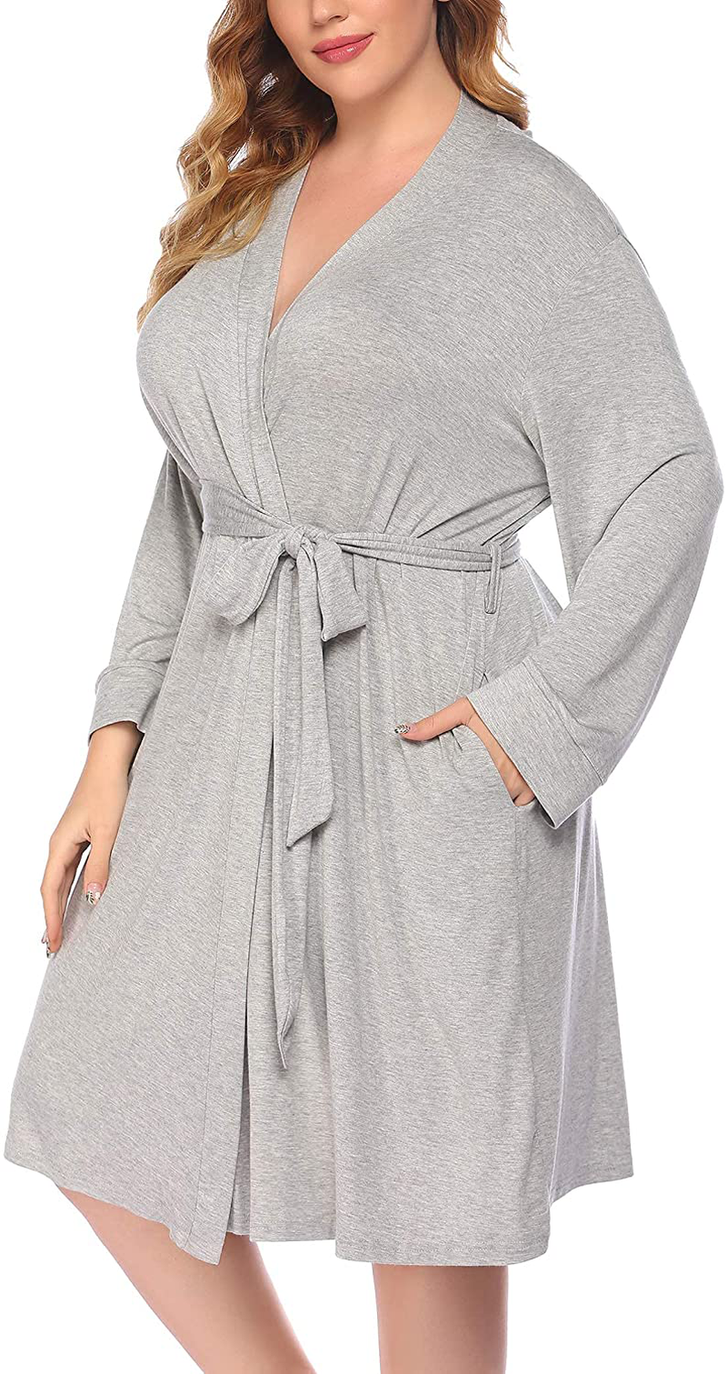 IN'VOLAND Women plus Size Robes Long Sleeve Bath Robe Knit Bathrobe Soft Sleepwear Ladies Nightwear(16W-28W) Apparel & Accessories > Clothing > Sleepwear & Loungewear > Robes IN'VOLAND