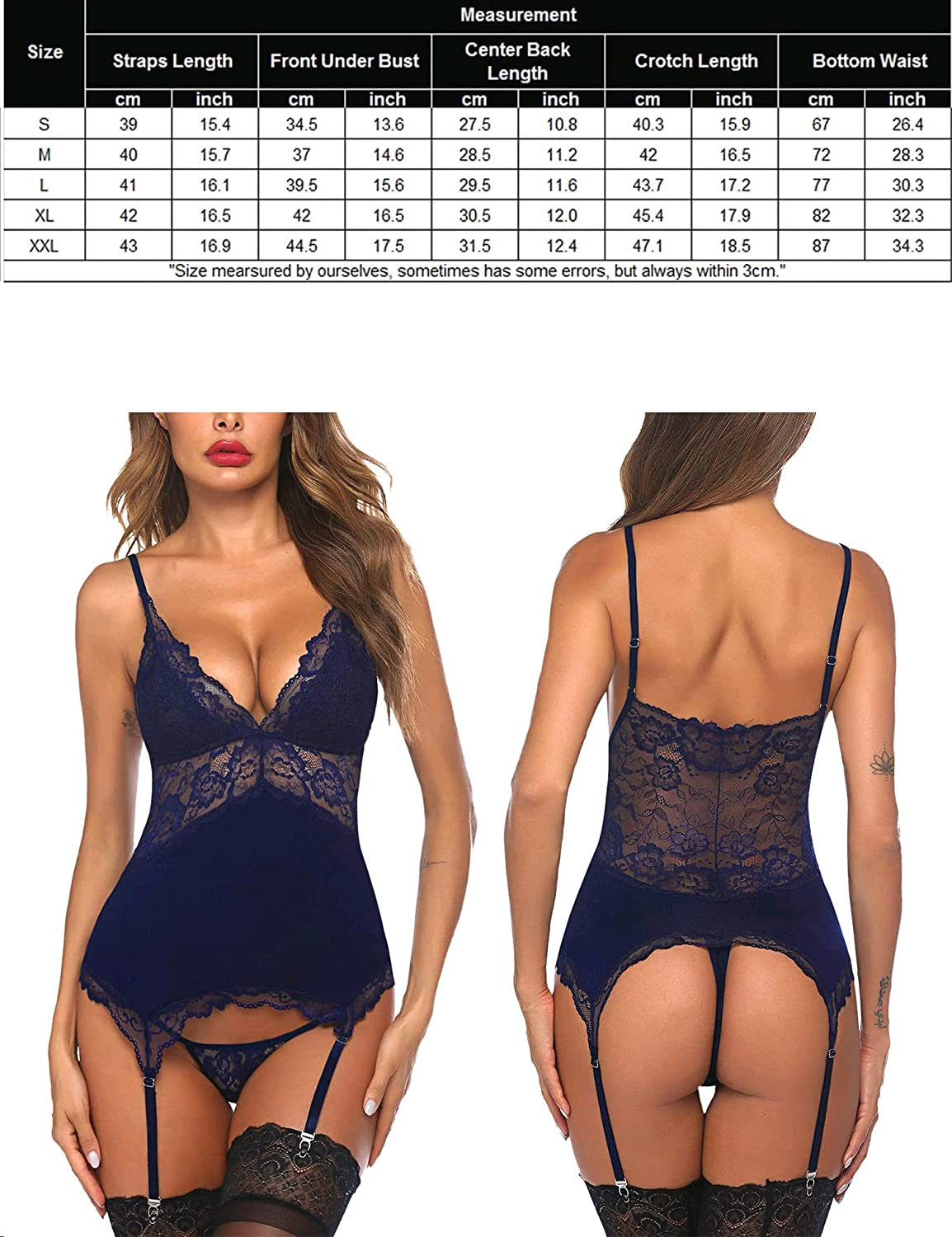 Avidlove Women Chemise Lingerie Set with Garter Belts Lace Babydoll Teddy Nightwear Outfit Apparel & Accessories > Clothing > Underwear & Socks > Lingerie Avidlove