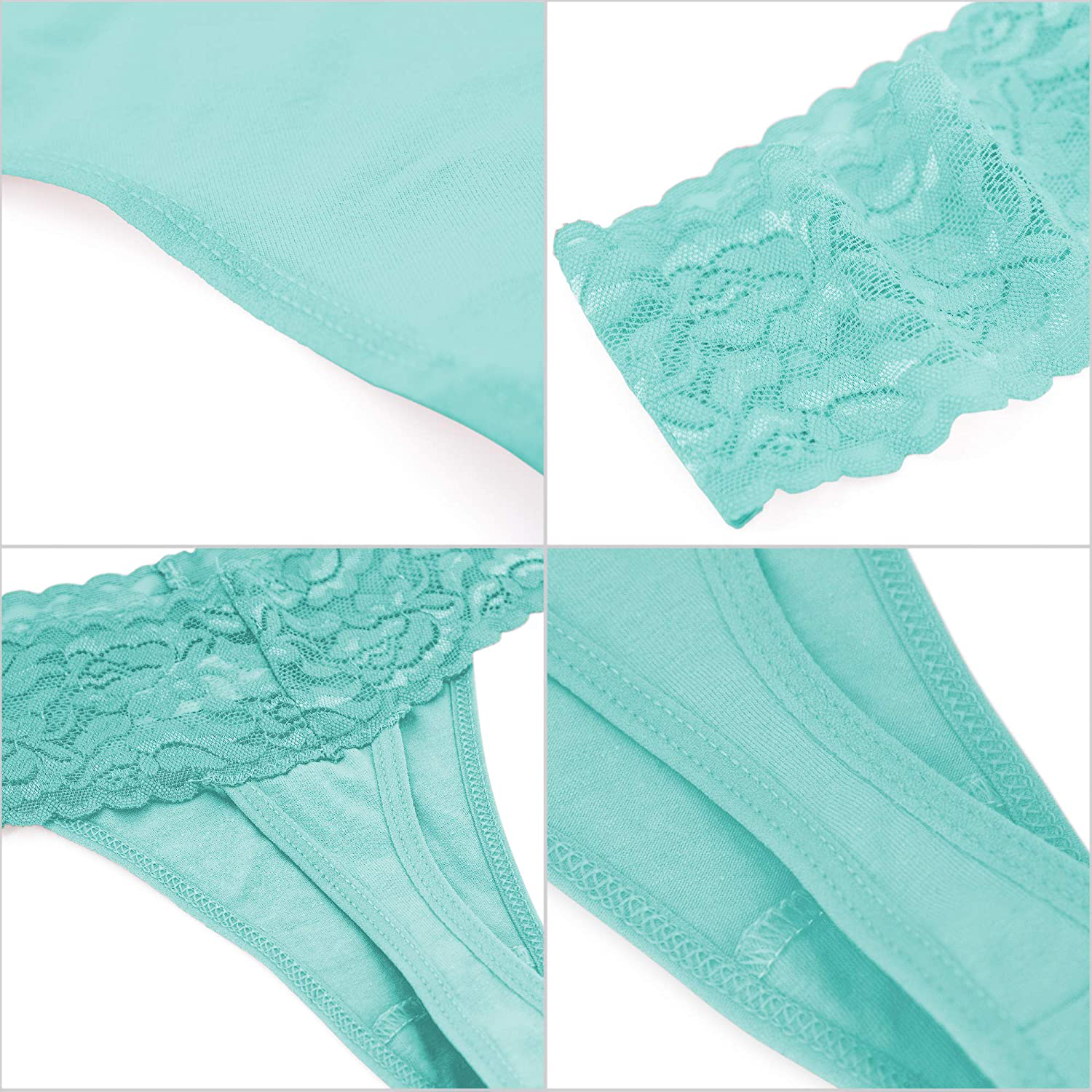 Jo & Bette (6 Pack) Cotton Womens Thong Underwear Lace Trim Soft Sexy Lingerie Panties Set Apparel & Accessories > Clothing > Underwear & Socks > Underwear Jo & Bette