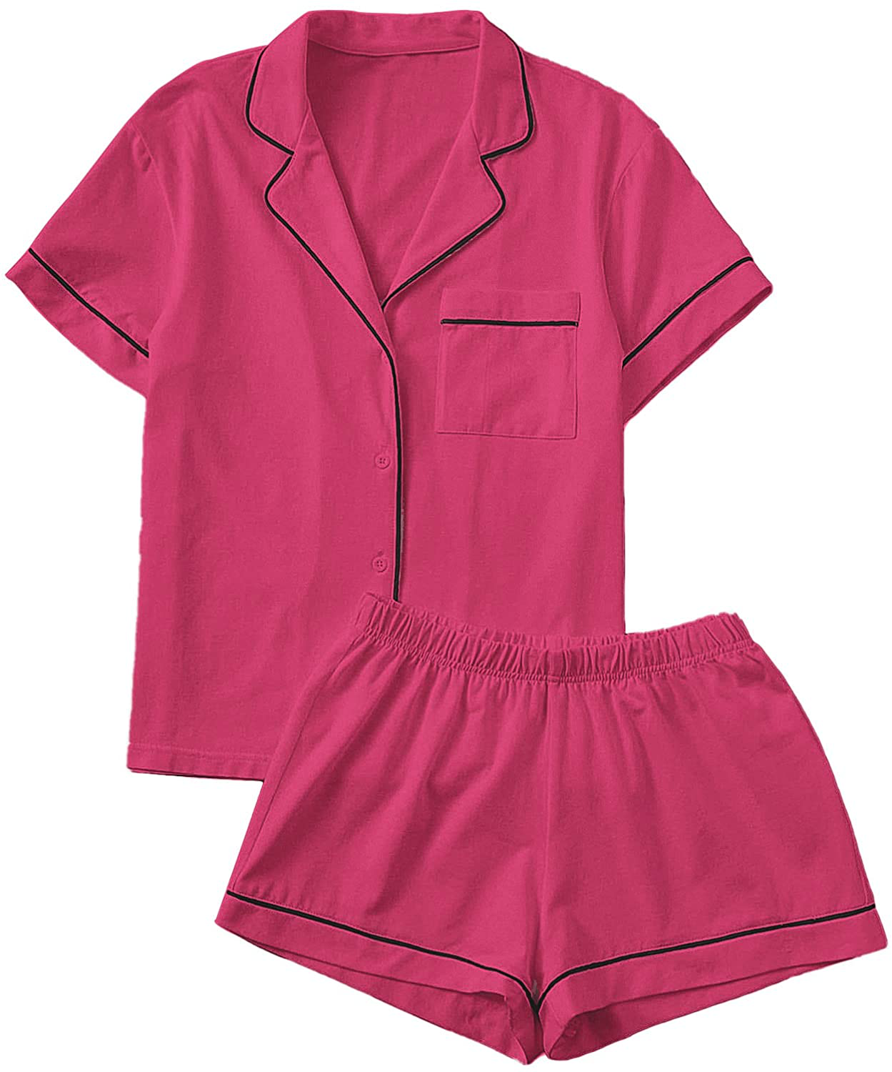 Floerns Women's Notch Collar Short Sleeve Sleepwear Two Piece Pajama Set Apparel & Accessories > Clothing > Sleepwear & Loungewear > Pajamas Floerns