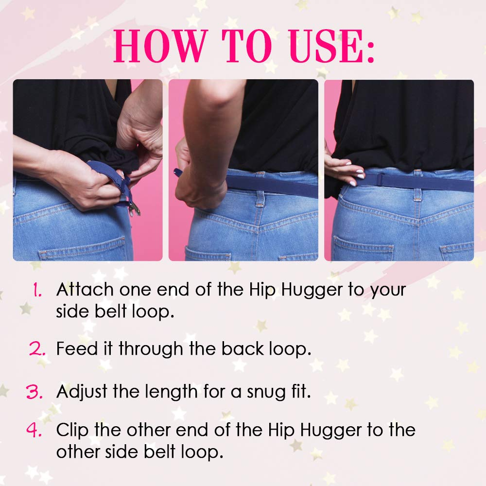 Hollywood Fashion Secrets Hip Hugger, One Size, Figure Slimming No Buckle No Bulk Elastic Band Belt Alternative, Navy Apparel & Accessories > Clothing Accessories > Belts Hollywood Fashion Secrets