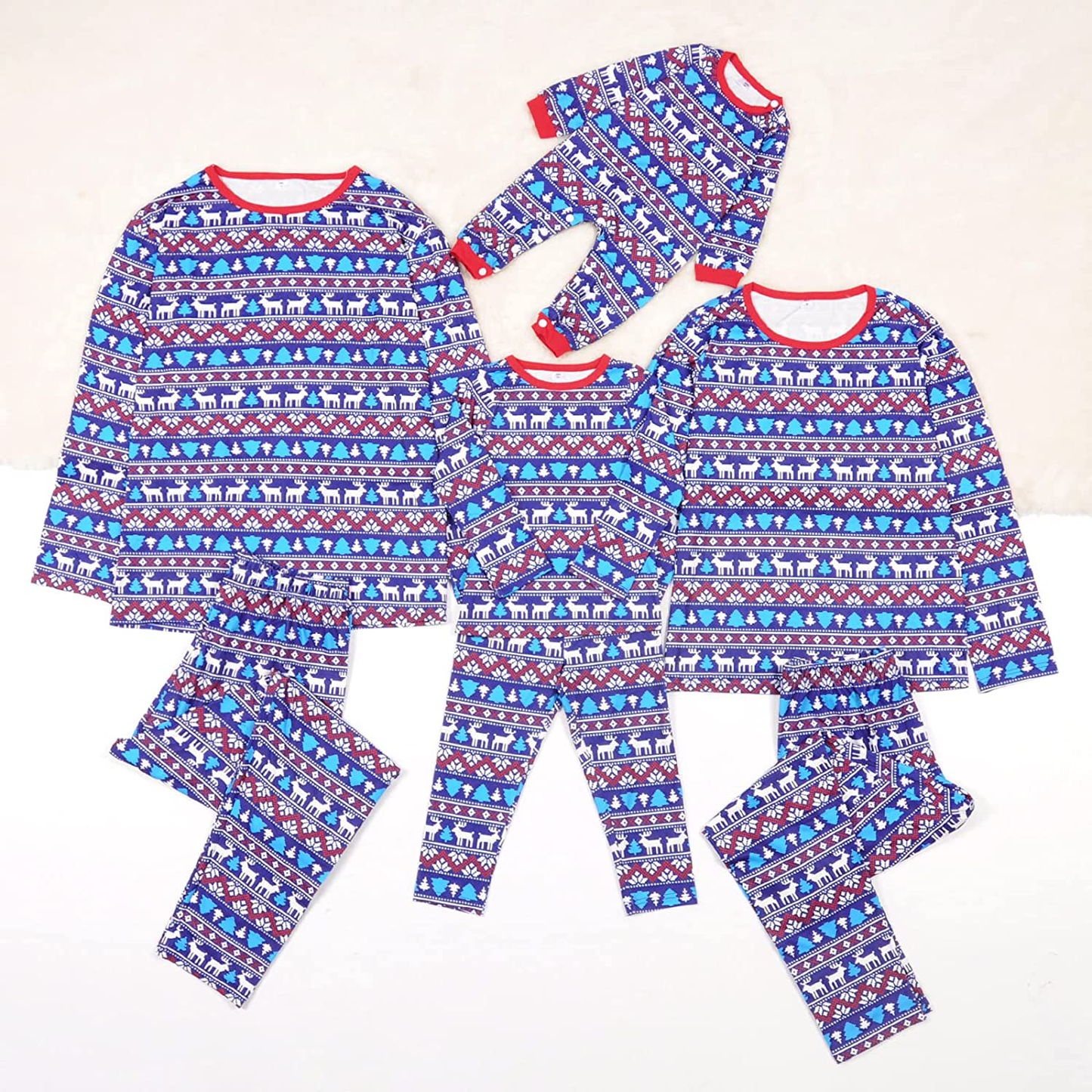 Family Christmas Pjs Matching Sets Christmas Pajamas Red Santa'S Deer Top and Black Pants Long Sleeve Sleepwear Apparel & Accessories > Clothing > Sleepwear & Loungewear > Pajamas Kylie Max