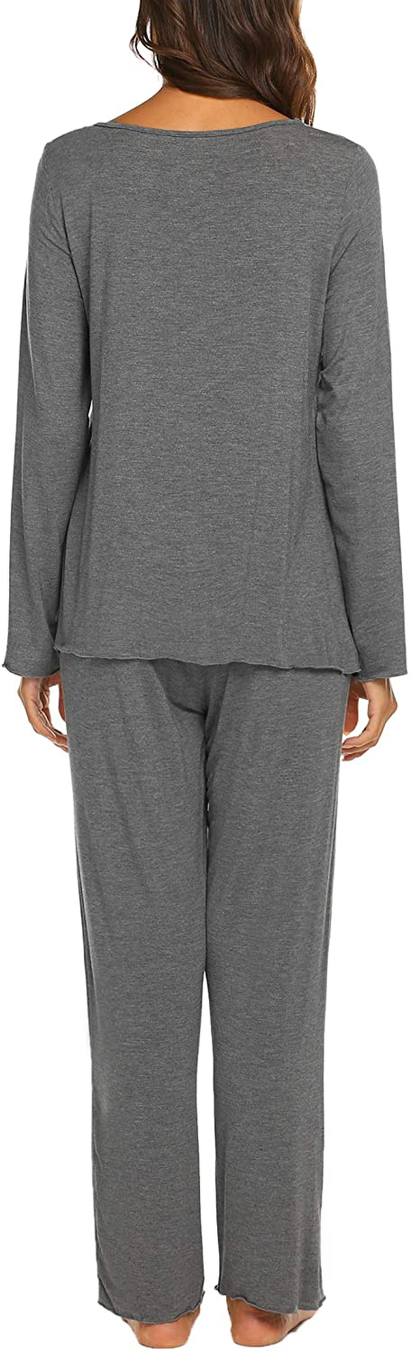 Ekouaer Women'S Pajama Set Long Sleeve Sleepwear Soft Loungewear Sets Pajamas Top and Pants Pjs S-XXL Apparel & Accessories > Clothing > Sleepwear & Loungewear Kylie Max