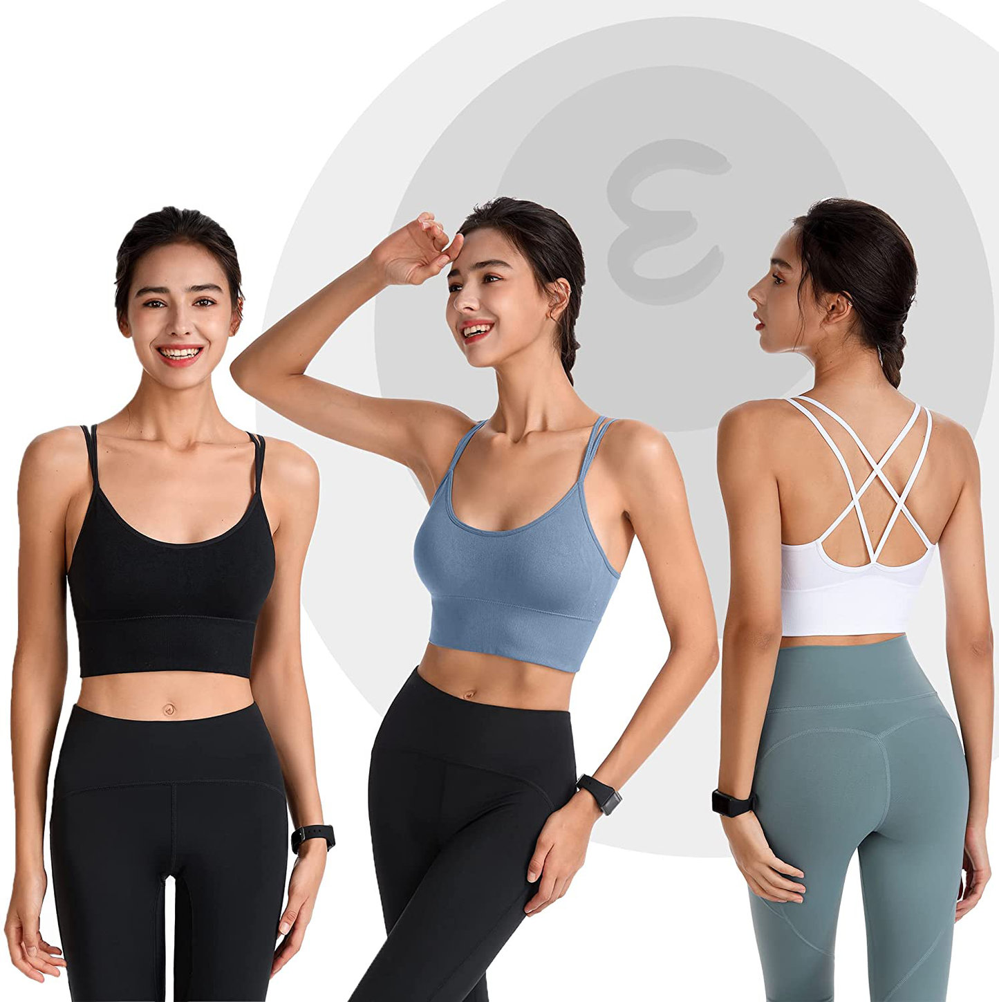 Evercute Cross Back Sport Bras Padded Strappy Criss Cross Cropped Bras for Yoga Workout Fitness Low Impact Apparel & Accessories > Clothing > Underwear & Socks > Bras Kylie Max