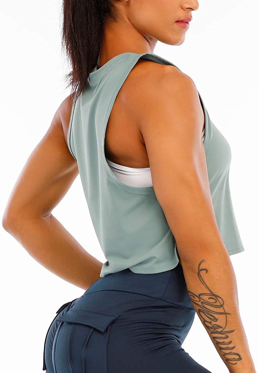 Haola Women'S Loose Sleeveless Cropped Muscle Open Side Yoga Tops Workout Cool T-Shirt Running Short Tank Crop Tops Apparel & Accessories > Clothing > Activewear Kylie Max