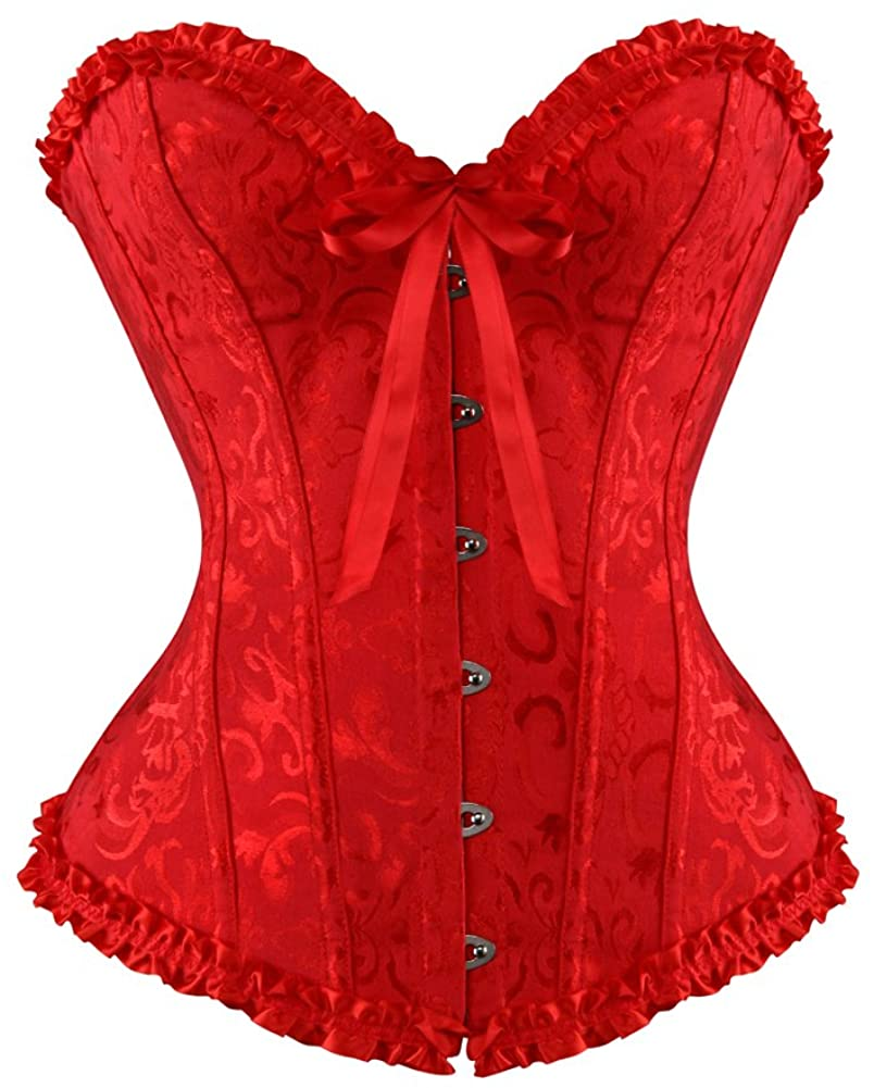 Black Corset Top Waist Trainer Corsets for Women Body Shaper Bustiers Lingerie Renaissance Costume Apparel & Accessories > Clothing > Underwear & Socks > Lingerie CZIFFRA Red 4X-Large