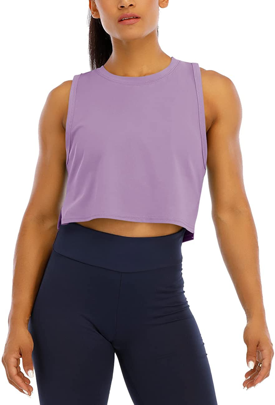 HIOINIEIY Womens Crop Tops Workout Tops Loose Sleeveless Cropped Muscle Open Side Shirts Gym Exercise Yoga Shirts Apparel & Accessories > Clothing > Activewear Kylie Max