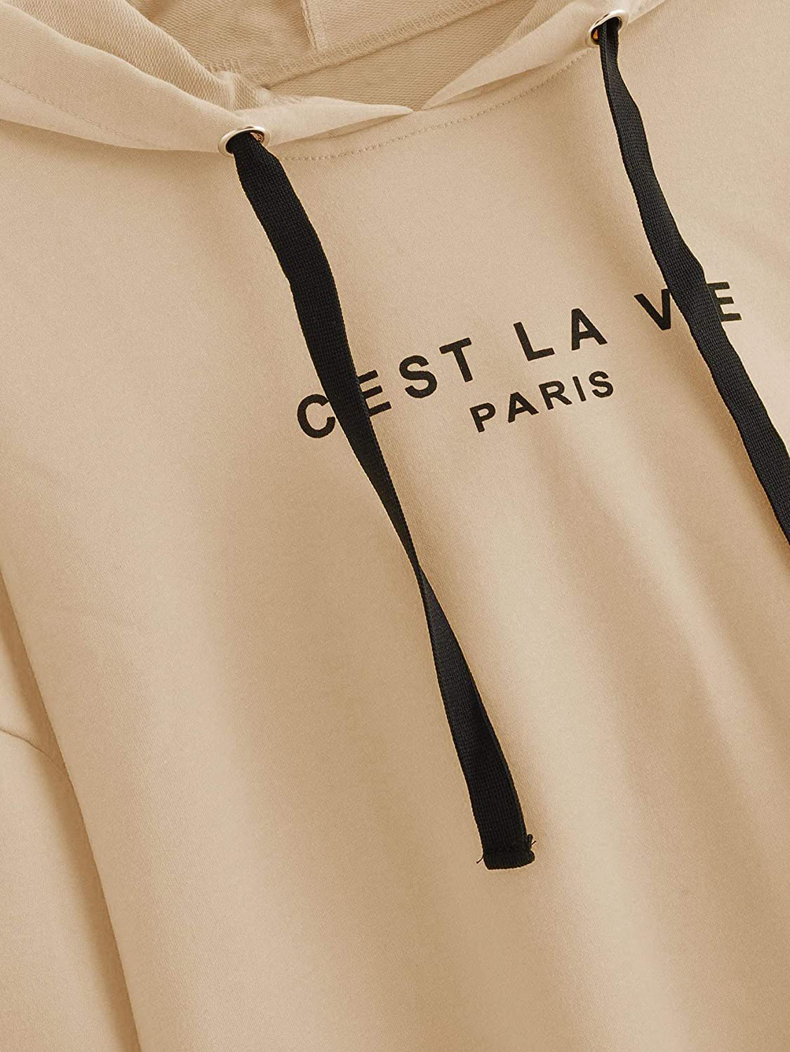 Sweatyrocks Women'S Letter Print Casual Long Sleeve Crop Top Sweatshirt Hoodies Apparel & Accessories > Clothing > Activewear Kylie Max