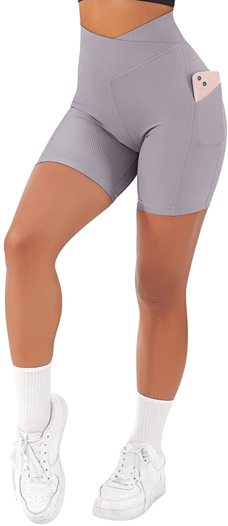 SUUKSESS Women Cross Workout Shorts with Pockets 5" High Waist Booty Biker Short Apparel & Accessories > Clothing > Shorts Kylie Max