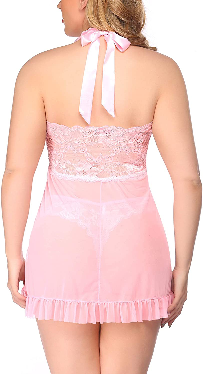 Avidlove Babydoll Lingerie for Women Halter Chemise Open Front Lingerie Sexy Nightwear Apparel & Accessories > Clothing > Underwear & Socks > Lingerie Kylie Max