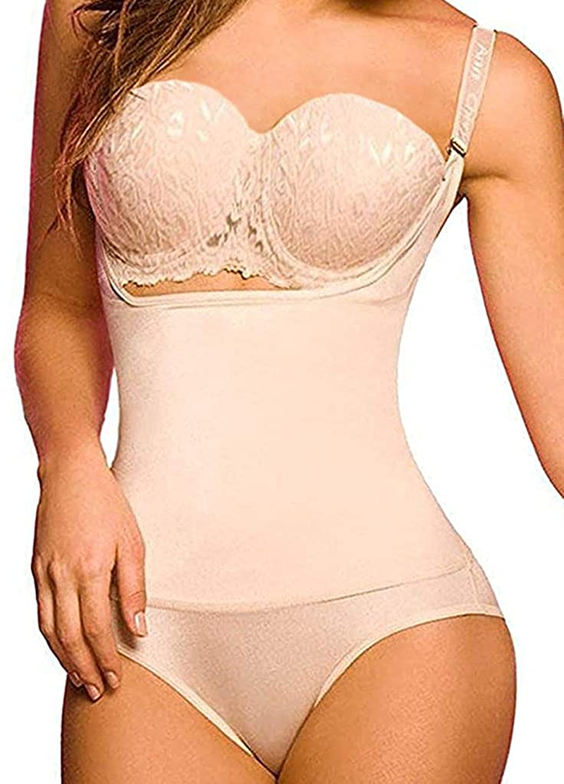 SHAPERX Women Shapewear Tummy Control Fajas Colombianas Open Bust Bodysuit Slimmer Body Shaper Apparel & Accessories > Clothing > Underwear & Socks > Shapewear SHAPERX Skin 3X-Large