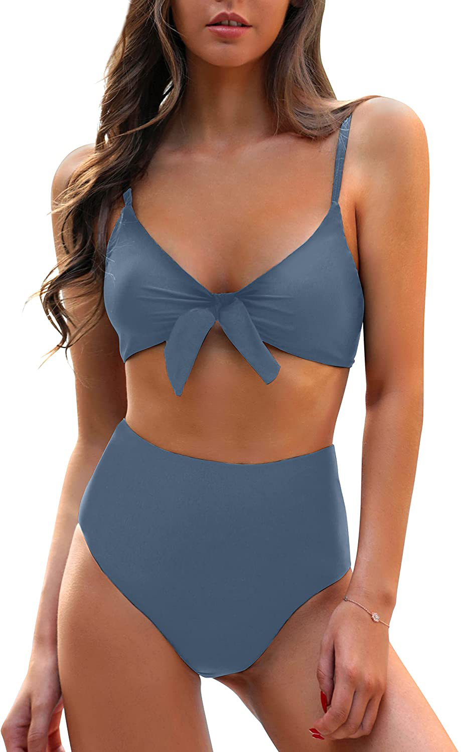 Blooming Jelly Womens High Waisted Bikini Set Tie Knot High Rise Two Piece Swimsuits Bathing Suits Apparel & Accessories > Clothing > Swimwear Blooming Jelly