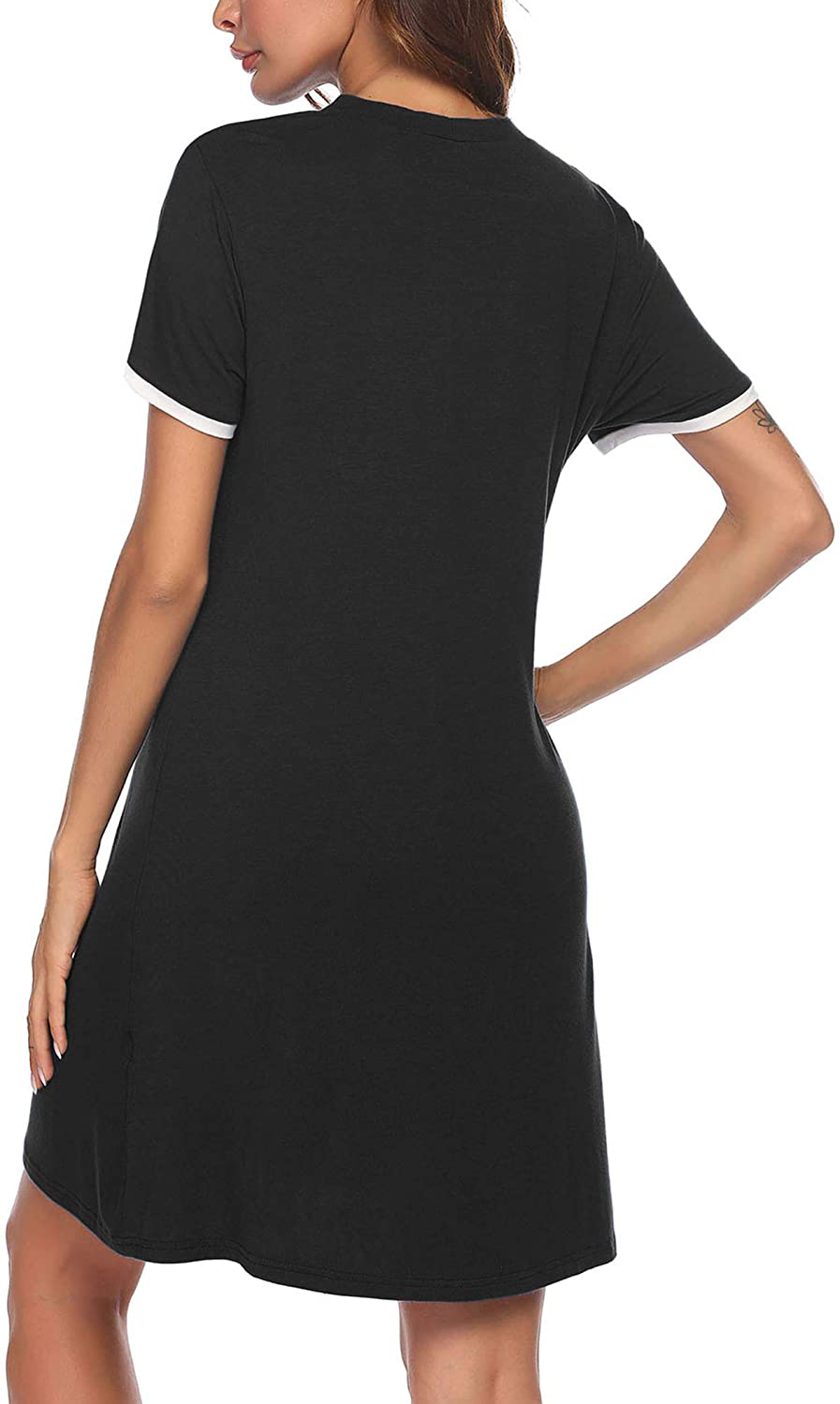 Ekouaer Short Sleeve Nightgowns for Women, Women'S Button down Sleepwear Classical Sleep Shirt Dress Apparel & Accessories > Clothing > Sleepwear & Loungewear > Nightgowns Kylie Max