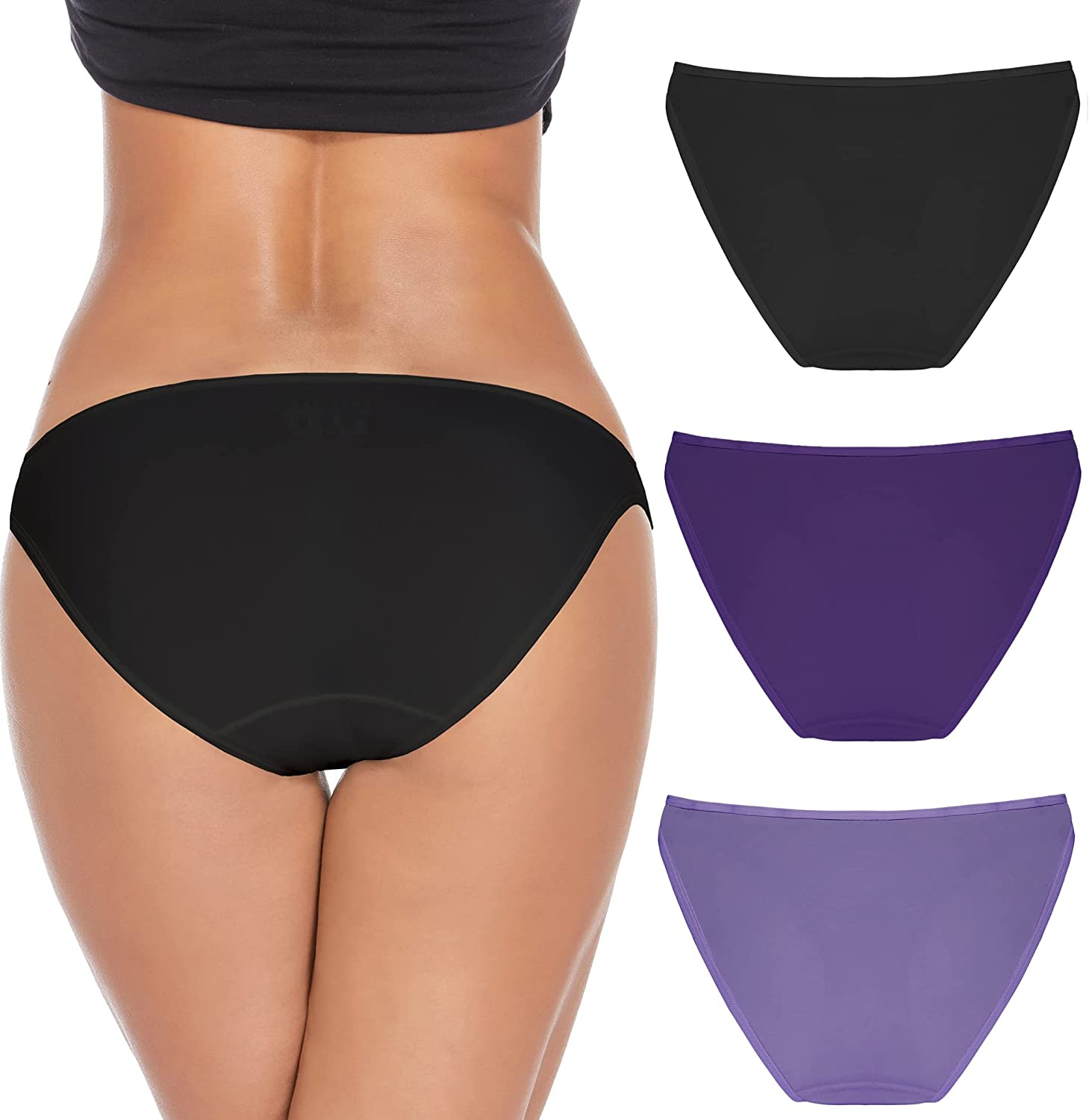 Ekouaer Sexy Ice Silk Bikini Underwear Panty Womens Seamless String Briefs Soft Stretch Breathable Invisible Panty 3 Pack Apparel & Accessories > Clothing > Underwear & Socks > Underwear Ekouaer