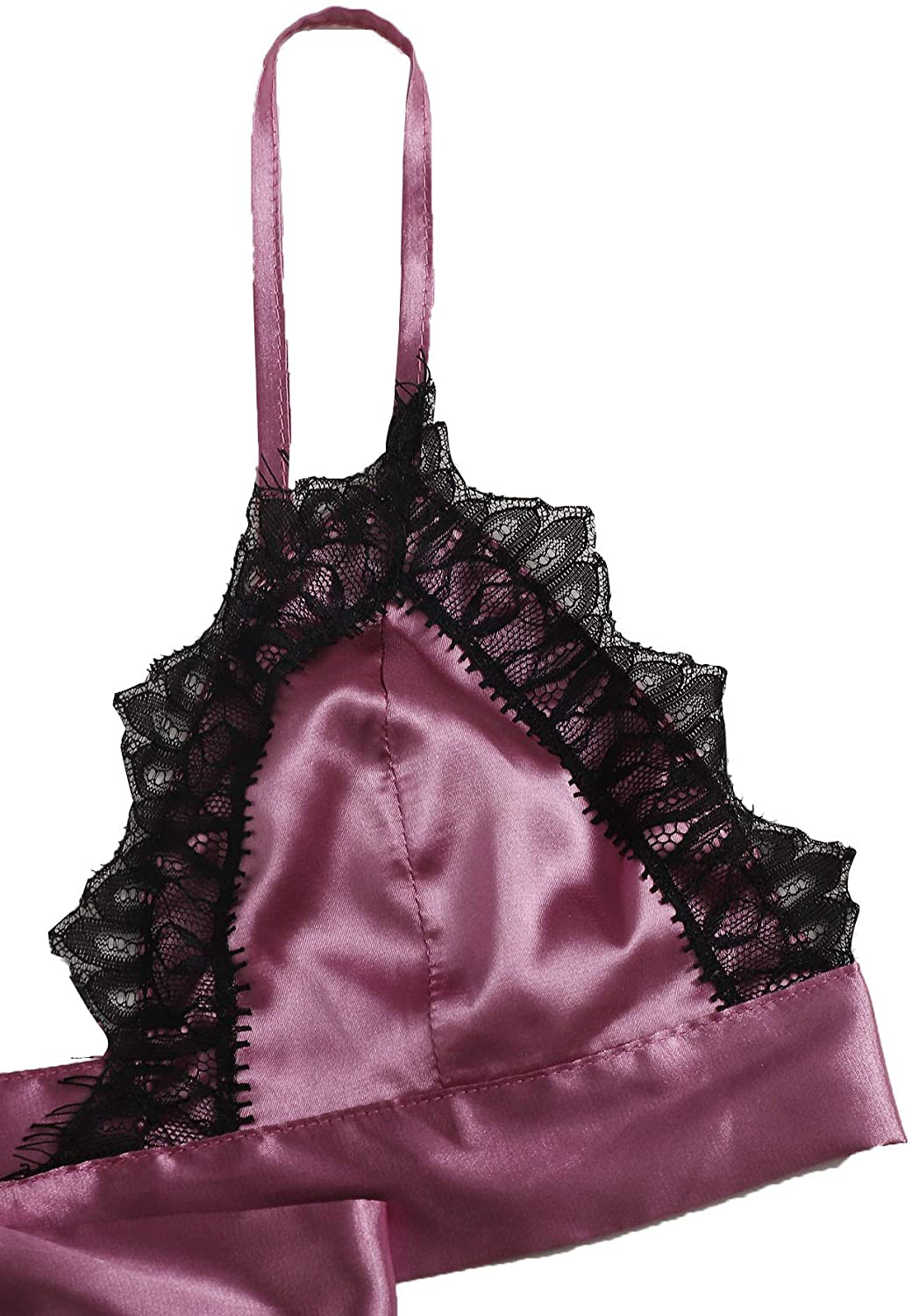 Sweatyrocks Women'S Lace Trim Underwear Lingerie Straps Bralette and Panty Set Apparel & Accessories > Clothing > Sleepwear & Loungewear Kylie Max