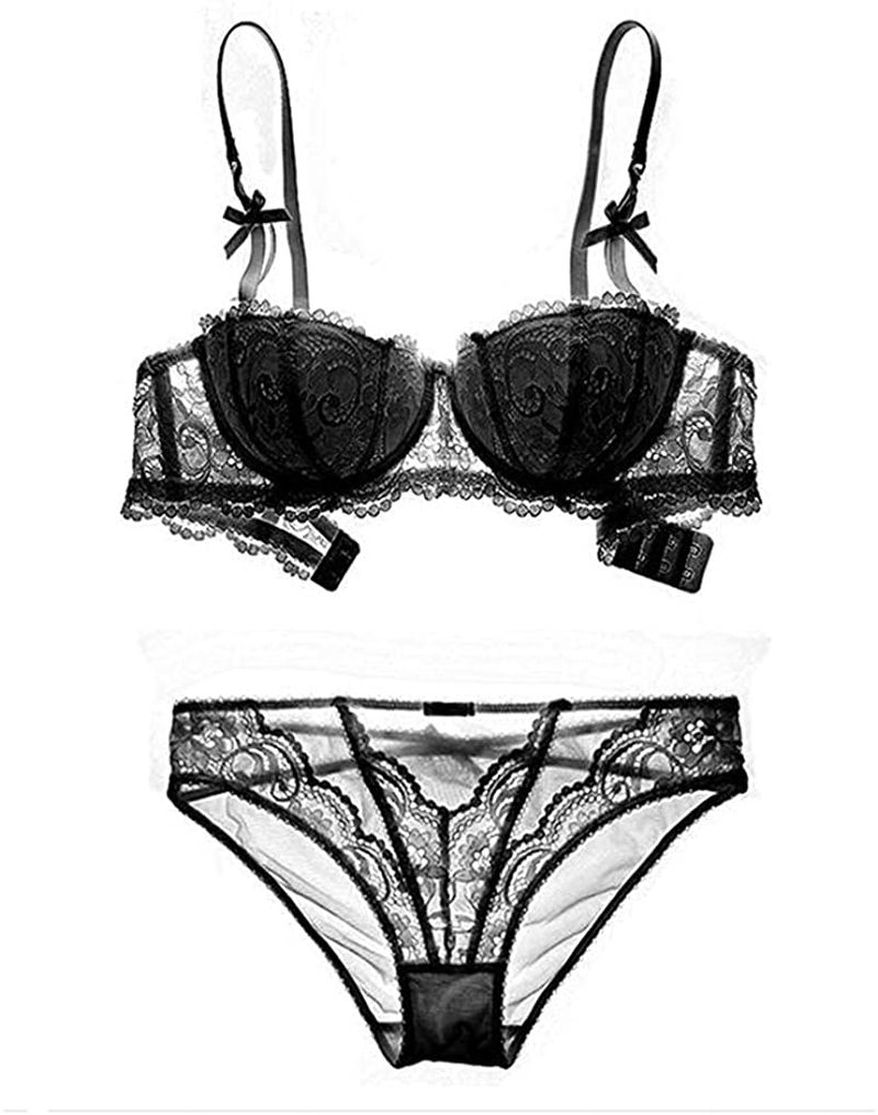 Women Push up Bras Set Lace Lingerie Bra and Panties and Garter and Stocking 4Pcs Apparel & Accessories > Clothing > Underwear & Socks > Lingerie Ningsige