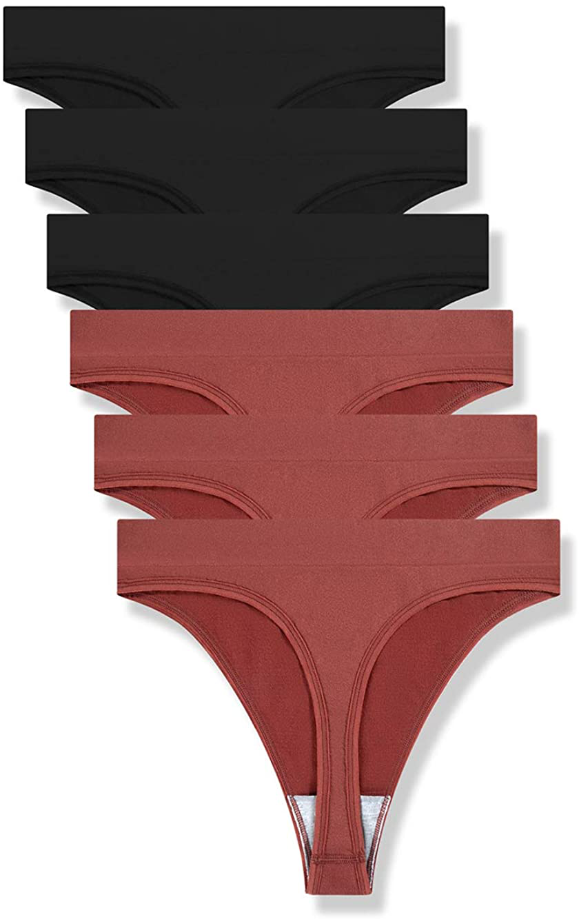 GRANKEE Women's Breathable Seamless Thong Panties No Show Underwear Pack Apparel & Accessories > Clothing > Underwear & Socks > Underwear GRANKEE 3 Black/3 Caramel Small