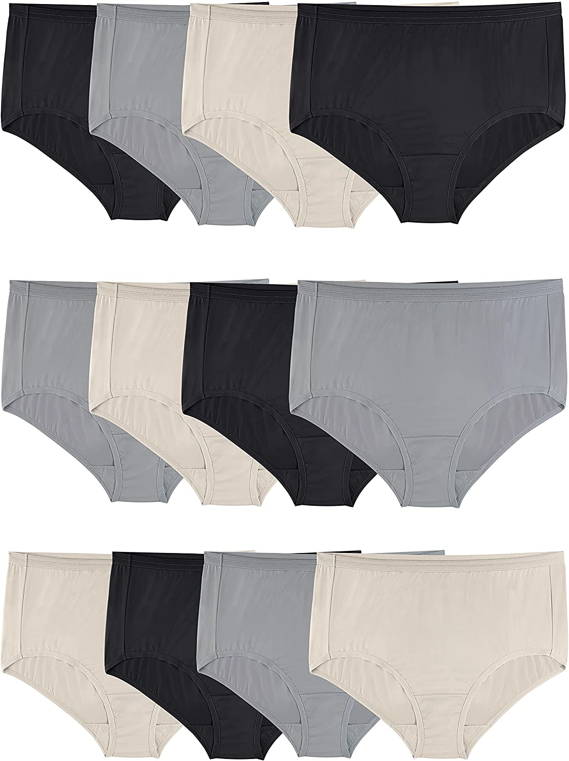 Fruit of the Loom Women'S Underwear Microfiber Panties (Regular & plus Size) Apparel & Accessories > Clothing > Underwear & Socks > Underwear Fruit of the Loom Plus Size Brief - 12 Pack - Assorted Plus Size 10