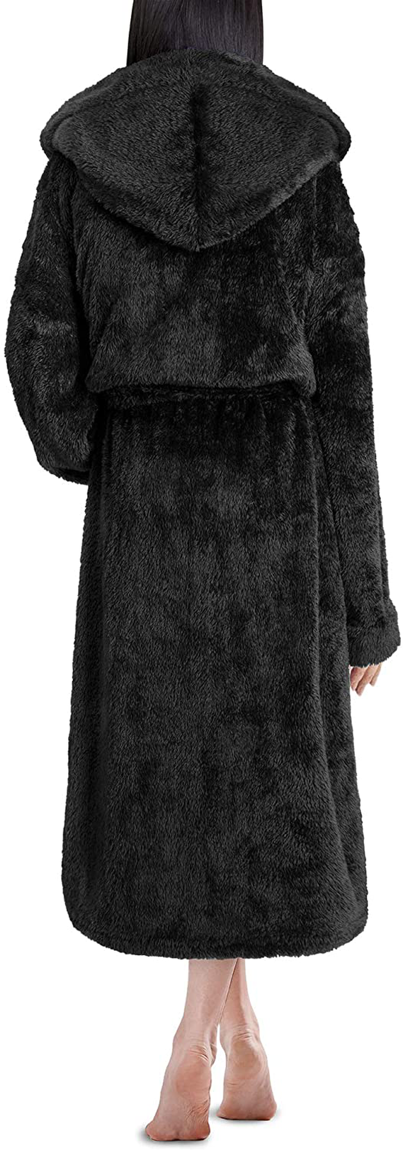 PAVILIA Women Hooded Plush Soft Robe | Fluffy Warm Fleece Sherpa Shaggy Bathrobe Apparel & Accessories > Clothing > Sleepwear & Loungewear > Robes Kylie Max