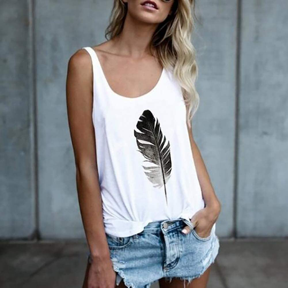 OMSJ Women Shirts Sleeveless Summer Tunic Loose Fit Tank Tops Apparel & Accessories > Clothing > Activewear Kylie Max