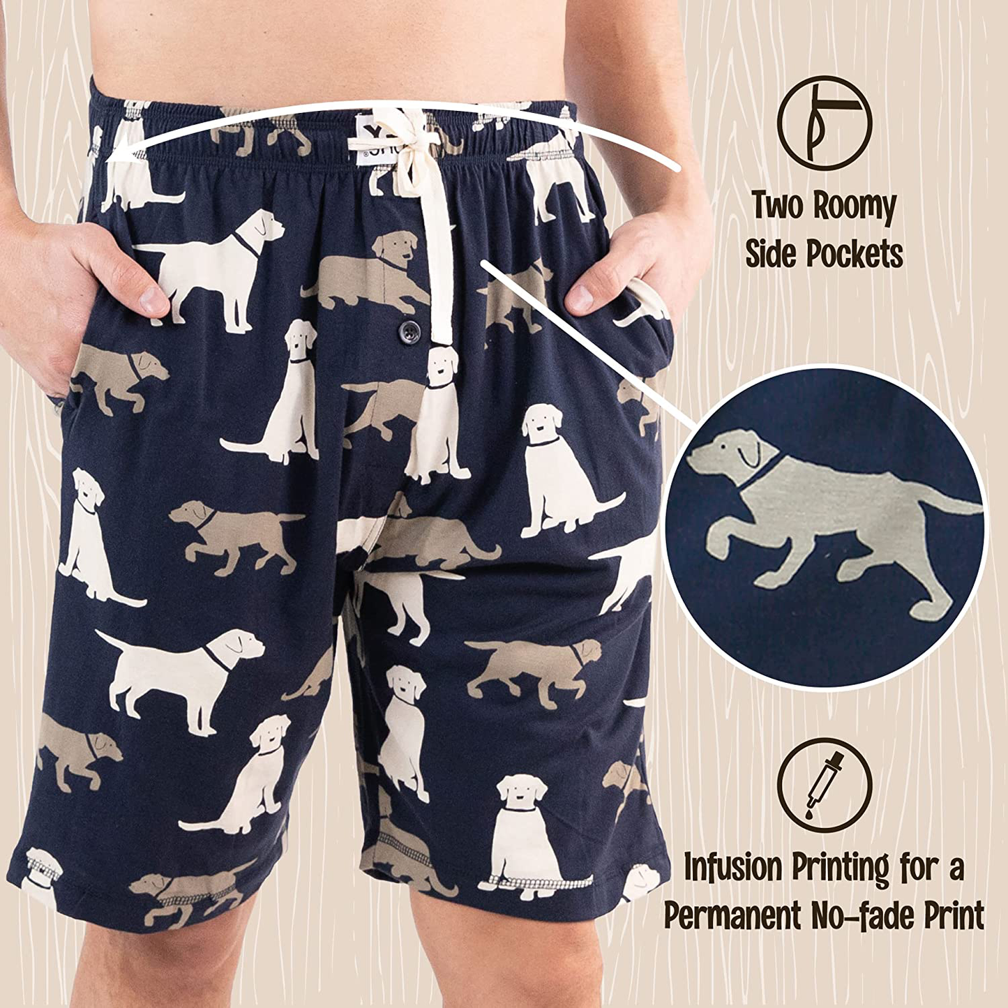 Lazy One Pajama Shorts for Men, Men'S Separate Bottoms, Cotton Loungewear Apparel & Accessories > Clothing > Sleepwear & Loungewear > Pajamas Kylie Max