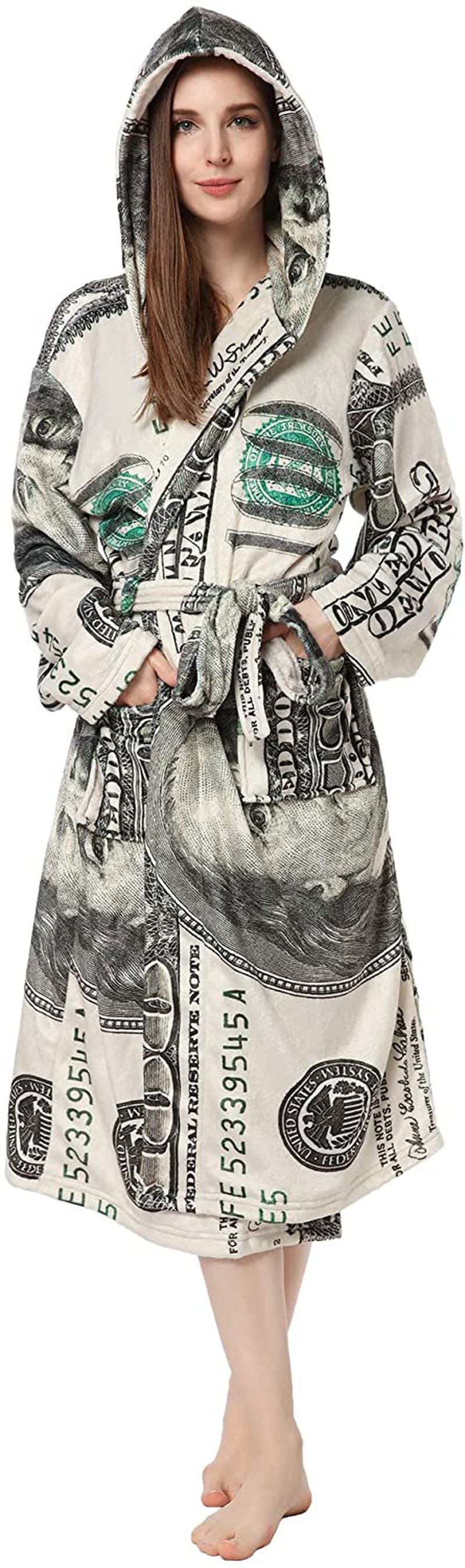 RONGTAI Womens Long Robes Plush Fleece Nightgown Thick plus Size Hooded Bathrobe with Pockets Fluffy Sleepwear for Men Apparel & Accessories > Clothing > Sleepwear & Loungewear > Robes RONGTAI