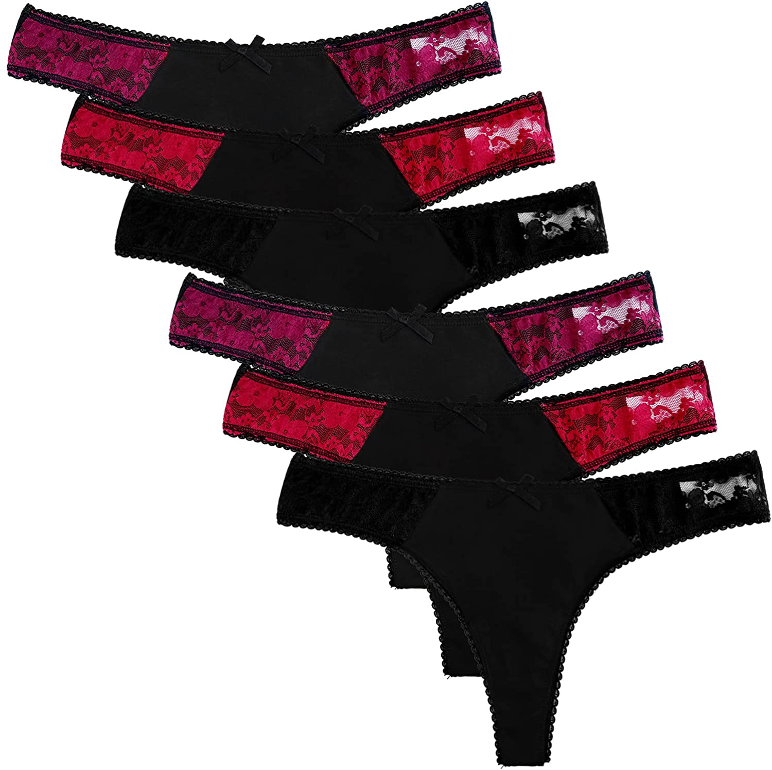 LYYTHAVON 6 Pack Women's Breathable Cotton Thong Panties Apparel & Accessories > Clothing > Underwear & Socks > Underwear LYYTHAVON