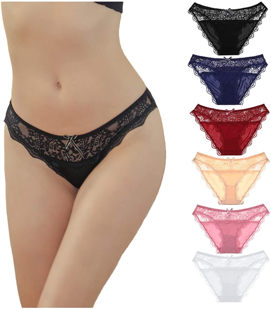 LEVAO Womens Lace Underwear Cheeky Sexy Panties Seamless Lingerie Bikini Pack of 6 Apparel & Accessories > Clothing > Underwear & Socks > Underwear LEVAO 6 Pack Mixed Medium