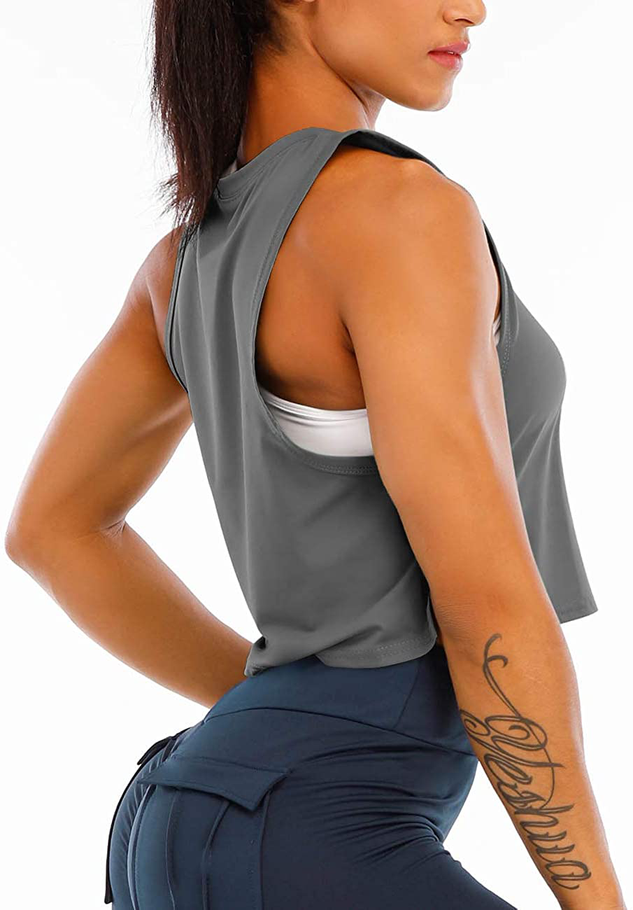 Haola Women'S Loose Sleeveless Cropped Muscle Open Side Yoga Tops Workout Cool T-Shirt Running Short Tank Crop Tops Apparel & Accessories > Clothing > Activewear Kylie Max