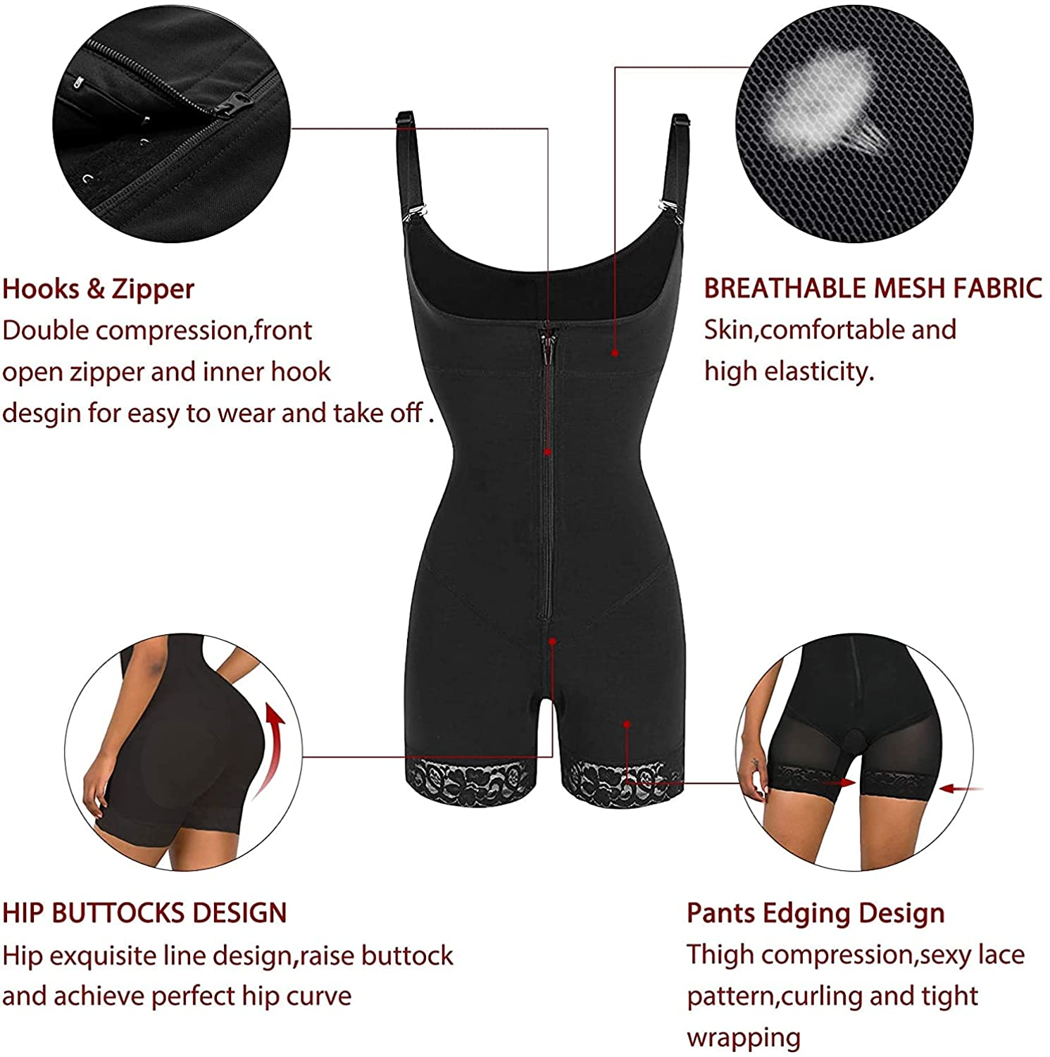 SHAPERX Shapewear for Women Tummy Control Fajas Full Body Shaper Butt Lifter Thigh Slimmer Shorts Apparel & Accessories > Clothing > Underwear & Socks > Shapewear SHAPERX