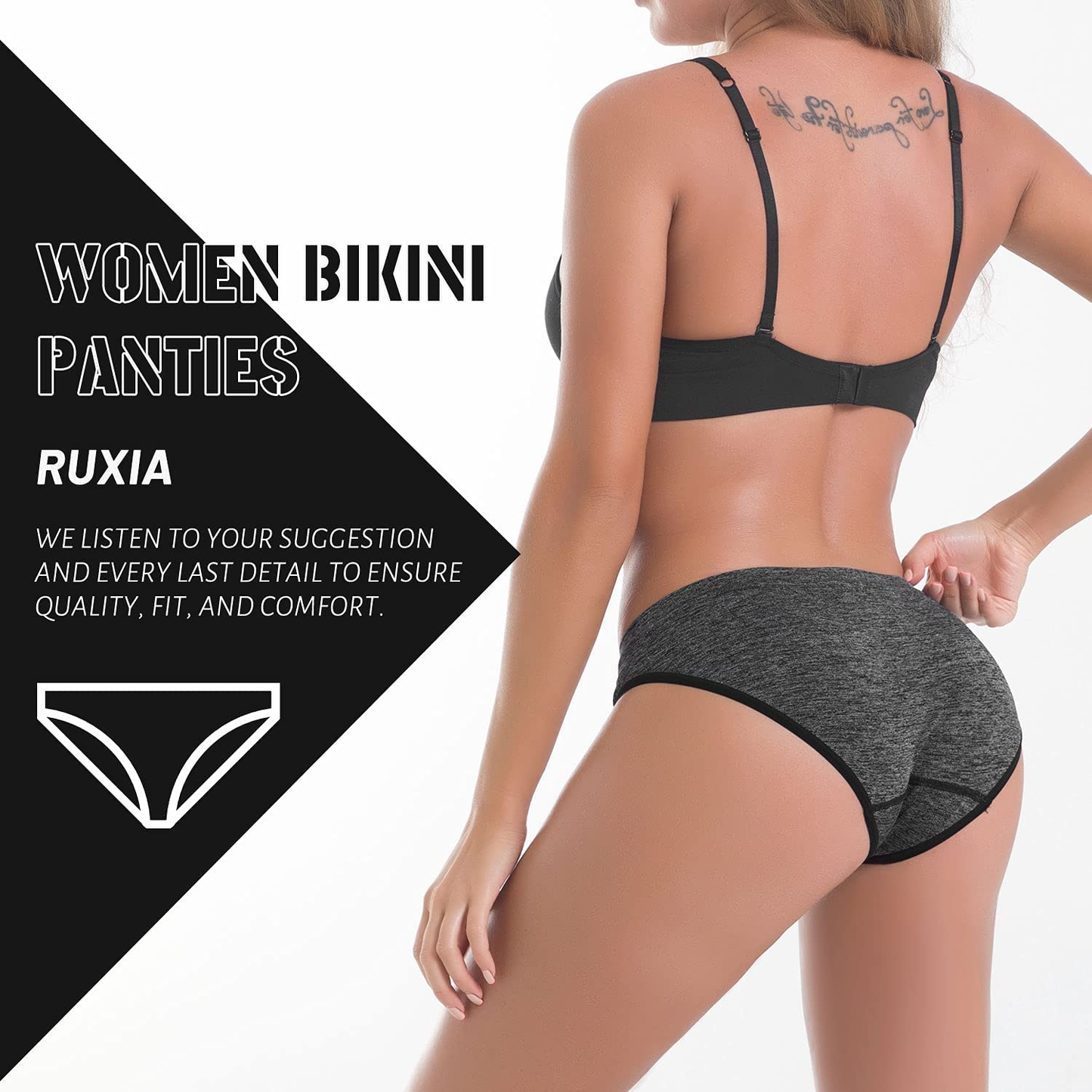 R RUXIA Women'S Hipster Panties Seamless Low-Rise Cheekini Panty Soft Stretch Bikini Underwear (Multi Colors,Pack of 5) … R RUXIA