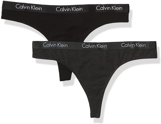 Calvin Klein Women's Motive Cotton Multipack Thong Panty Apparel & Accessories > Clothing > Underwear & Socks > Underwear Calvin Klein Charcoal Heather/Black X-Small