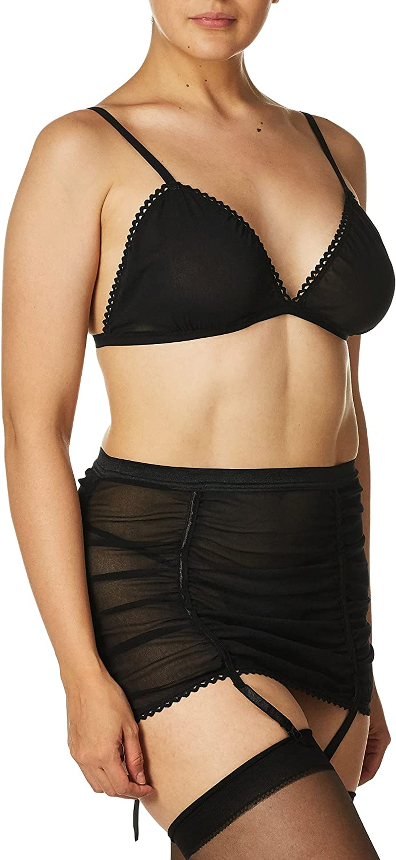 Leg Avenue Women'S Floral Mesh Bralette and Garter Skirt Apparel & Accessories > Clothing > Underwear & Socks > Lingerie Leg Avenue Black Small-Medium