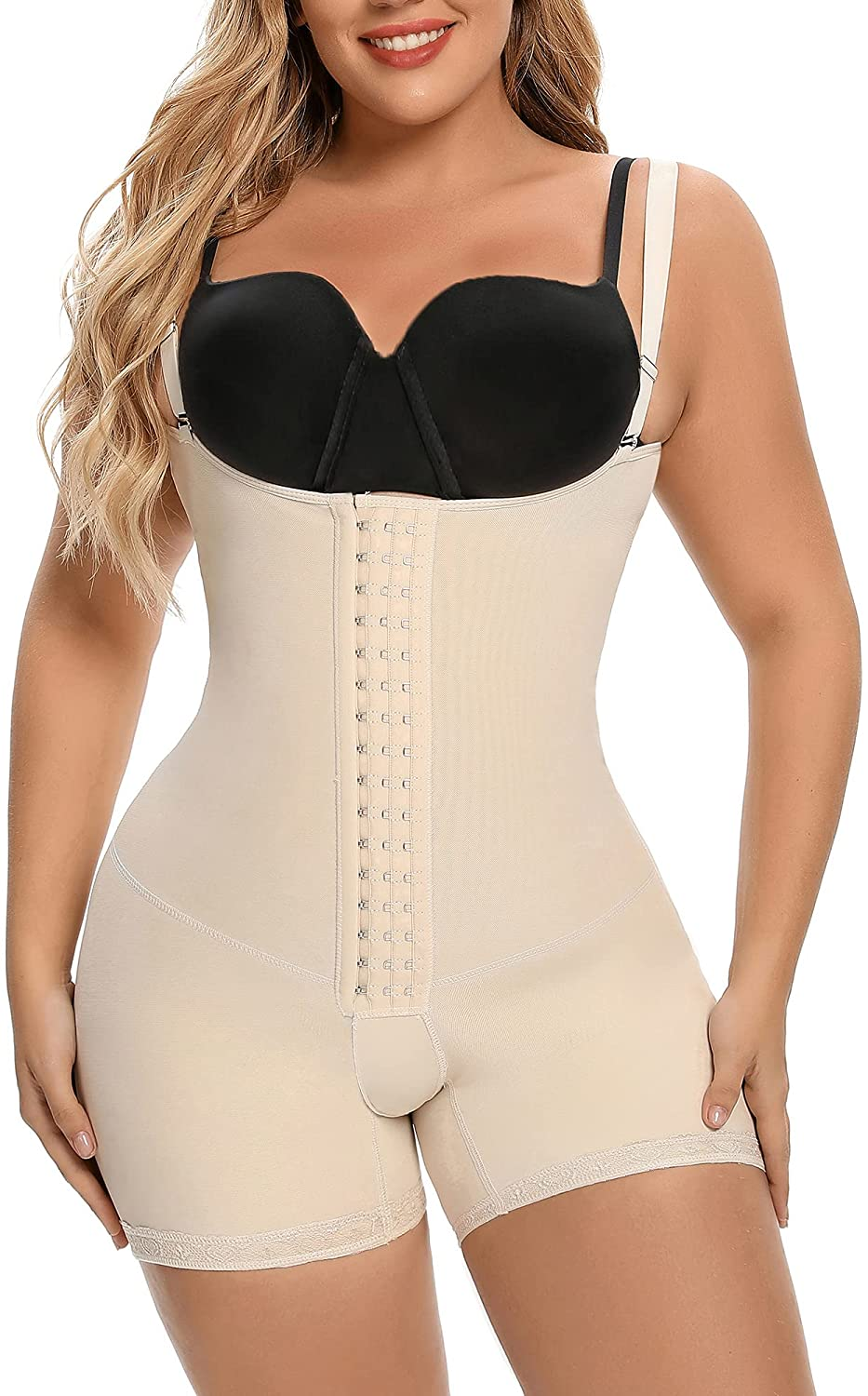 SHAPERX Shapewear Tummy Control Fajas Colombianas High Compression Body Shaper for Women Butt Lifter Thigh Slimmer Apparel & Accessories > Clothing > Underwear & Socks > Shapewear SHAPERX Beige X-Large