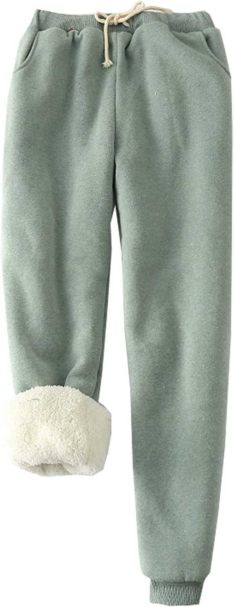 Flygo Women'S Winter Warm Fleece Joggers Pants Sherpa Lined Athletic Active Sweatpants Apparel & Accessories > Clothing > Activewear Kylie Max