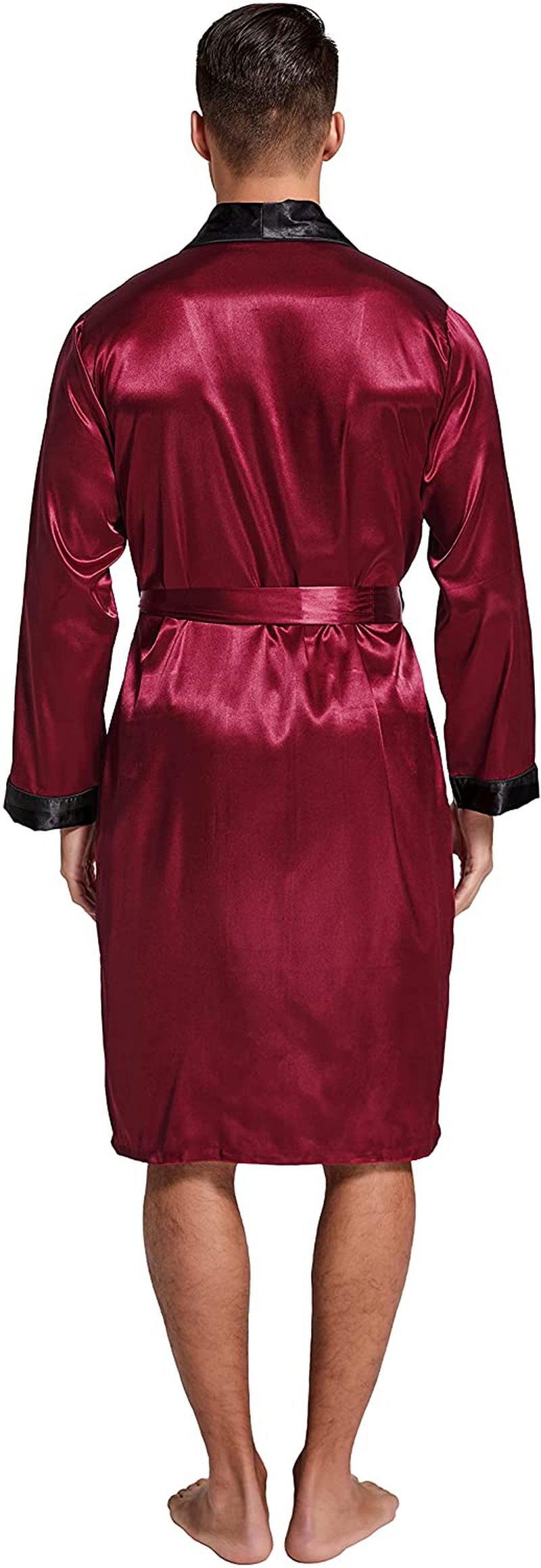 Tony & Candice Men’S Satin Robe Lightweight Long Sleeve Silk Kimono Bathrobe with Shorts Set Sleepwear Apparel & Accessories > Clothing > Sleepwear & Loungewear > Robes Kylie Max